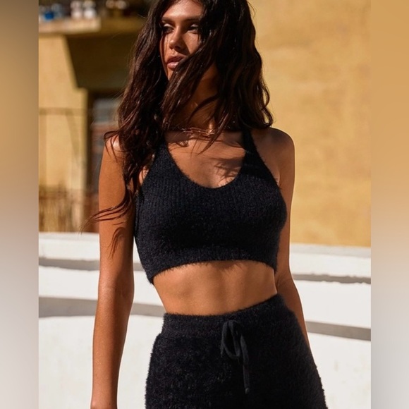 Alamour the Label Black Cami Top Zendaya Fuzzy Furry XXS - Picture 2 of 10
